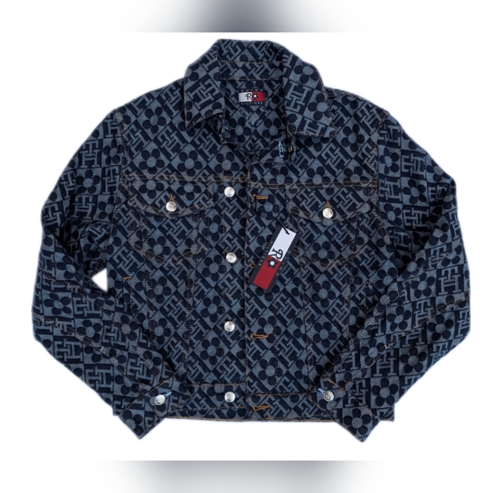 Richard Quinn X Hilfiger Fall 2022 Blue Monogram Denim Jacket, NWT XS
